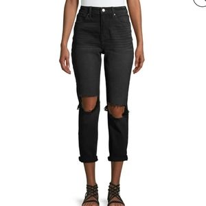 Black High Rise Mom Jeans‎ With Holes Size 15 Juniors